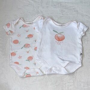 Rabbit and bear 6-9 month Peach Print Bodysuit Set